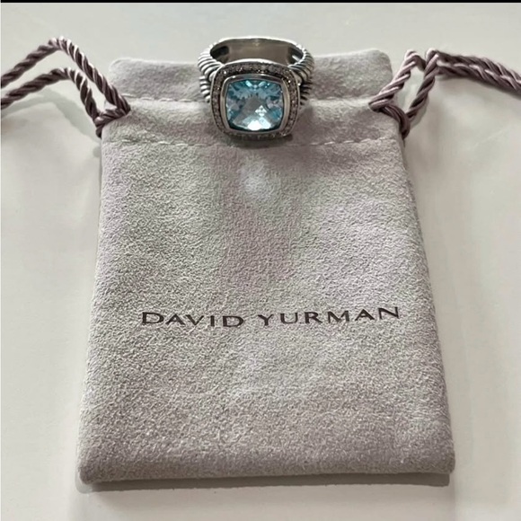 David Yurman Albion® Ring with Blue Topaz and Pavé Diamonds, 11m - Picture 5 of 9